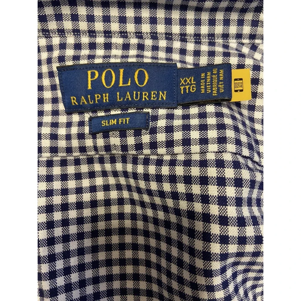 Men's Polo Ralph Lauren Button Up Shirt Slim Fit XXL Blue/ White‎